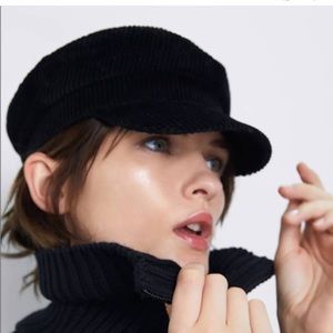 Zara black corduroy hat cap